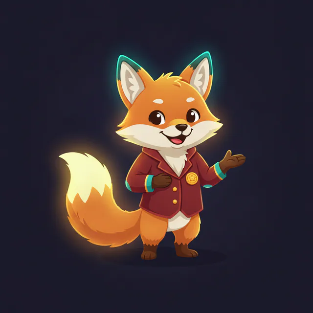 Lux the neon fox herald, mascot of Impact Spins